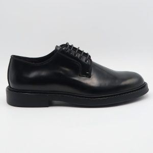 Stringata derby 278 in pelle abrasivata – Nero