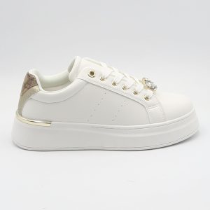 Sneaker geo con pietre – Bianco e beige