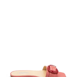 Ciabatta Vernice Rosa Rosso Con Fibbia Decorativa
