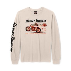 Maglietta a Maniche Lunghe H-D® Knock Your Pants Off- bianca