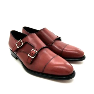 Sir Wilson scarpe uomo, in pelle color cuoio con doppia fibbia