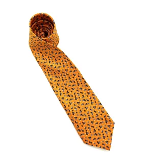 Cravatta in seta arancione fantasia