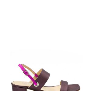 Sandalo Da Donna In Pelle – Viola Laminato –  Cinturino Posteriore
