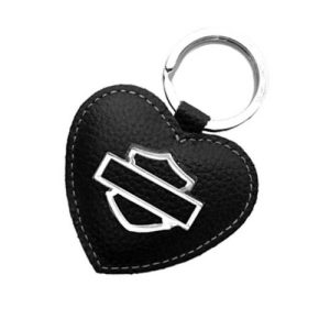 Portachiavi Harley-Davidson cuore in pelle nero