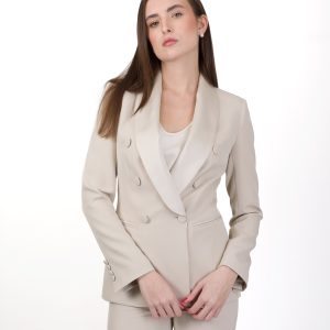 BLAZER DOPPIOPETTO CON REVER SCIALLATO IN RASO – MUSA SATIN – SILENCE LIMITED