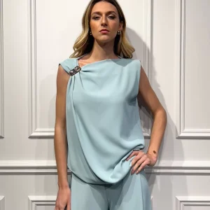 BLUSA A PALLONCINO IN CADY CON SPILLA GIOIELLO – ANITA – KONTATTO