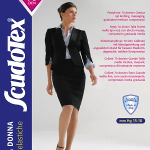 Collant a Compressione Graduata Media – 70 DEN Taglia Forte Conformata – 15-18 mm Hg Maglia a Rete 479 – SCUDOTEX