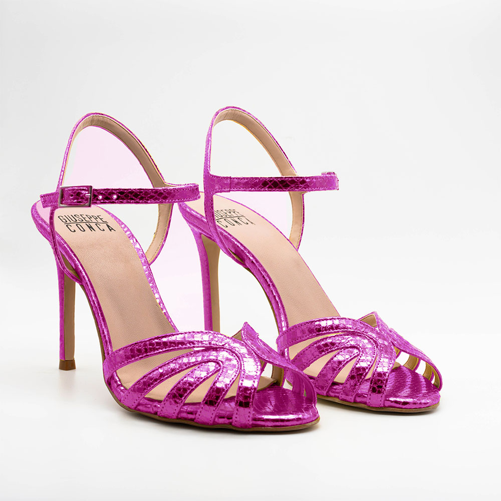 Sandalo fucsia DANY 2610 in serpente met - immagine 3